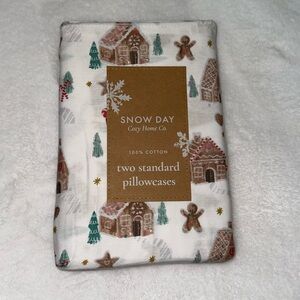 2024 Christmas Holiday gingerbread house and man standard 2  pillowcases ￼